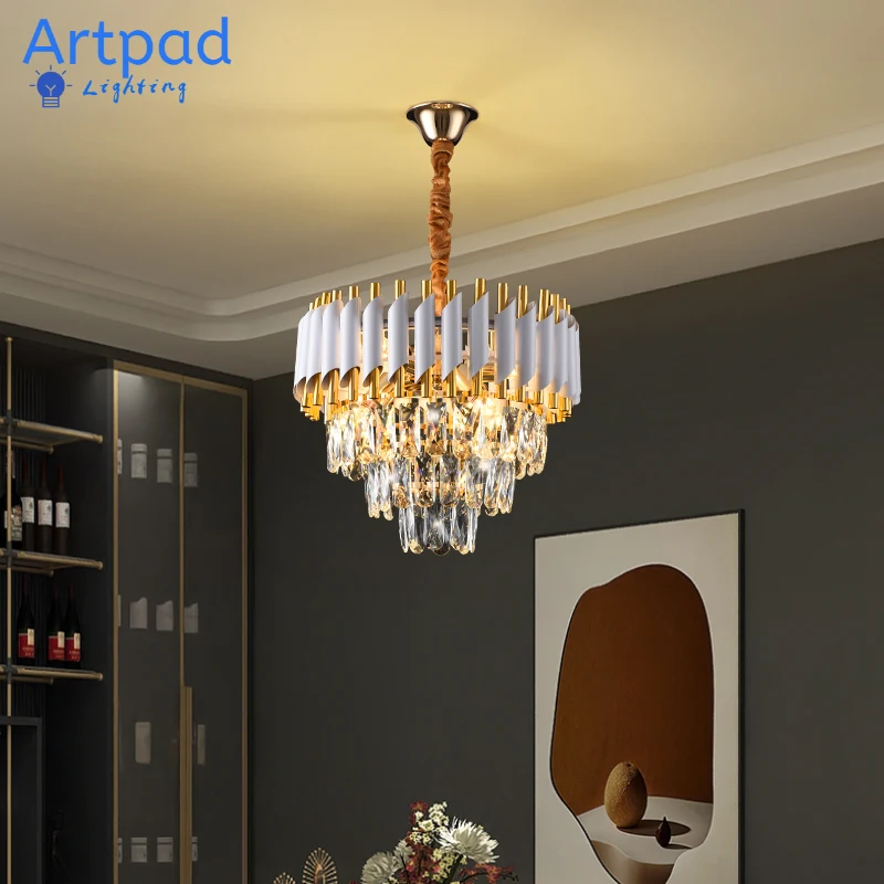 Bắc Âu Đen/Trắng Sang Trọng Đèn Chùm Pha Lê LED Tròn/Mặt Dây Dài Đèn ch - DC-436