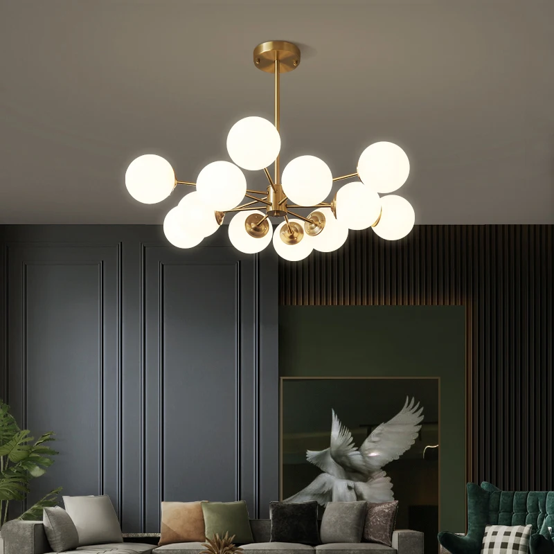 Bắc Âu Đồng Led Đèn Chùm Cho Phòng Khách Phòng Ngủ Nhà Bếp Nghiên Cứu Că - DC-32