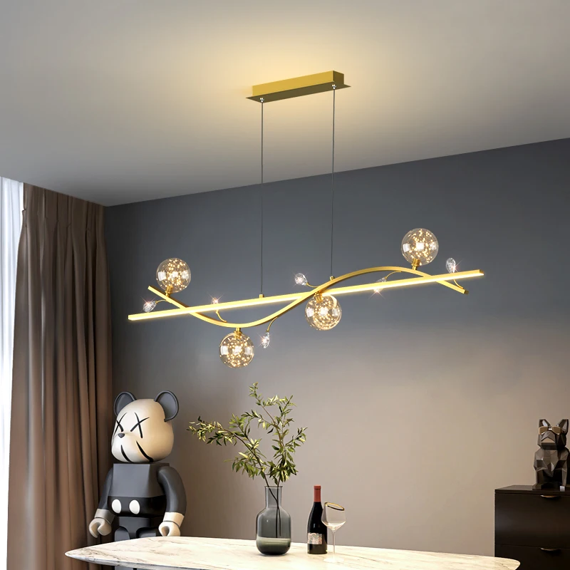 Bắc Âu Thiết Kế Kính Bóng LED Đèn Chùm Cho Khách Phòng Ăn Nhà Bếp Sắt M - DC-312