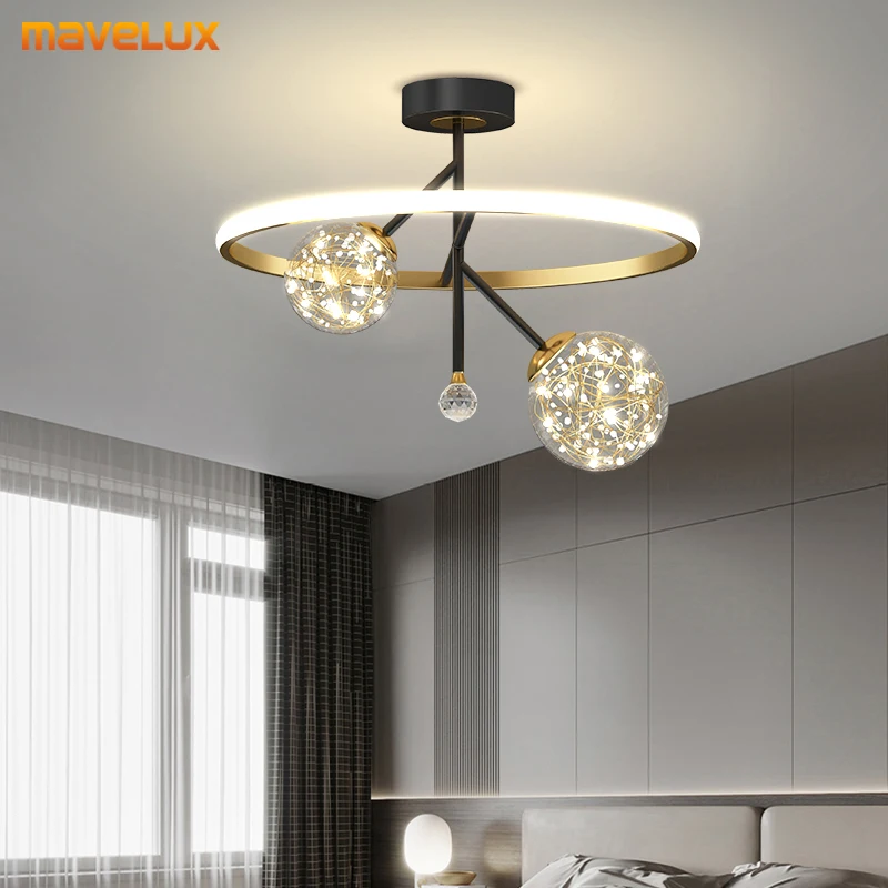 Bắc Âu Bóng Thủy Tinh LED Đèn Chùm Đèn Đèn Phòng Ngủ Khách Phòng Ăn Nhà - DC-149