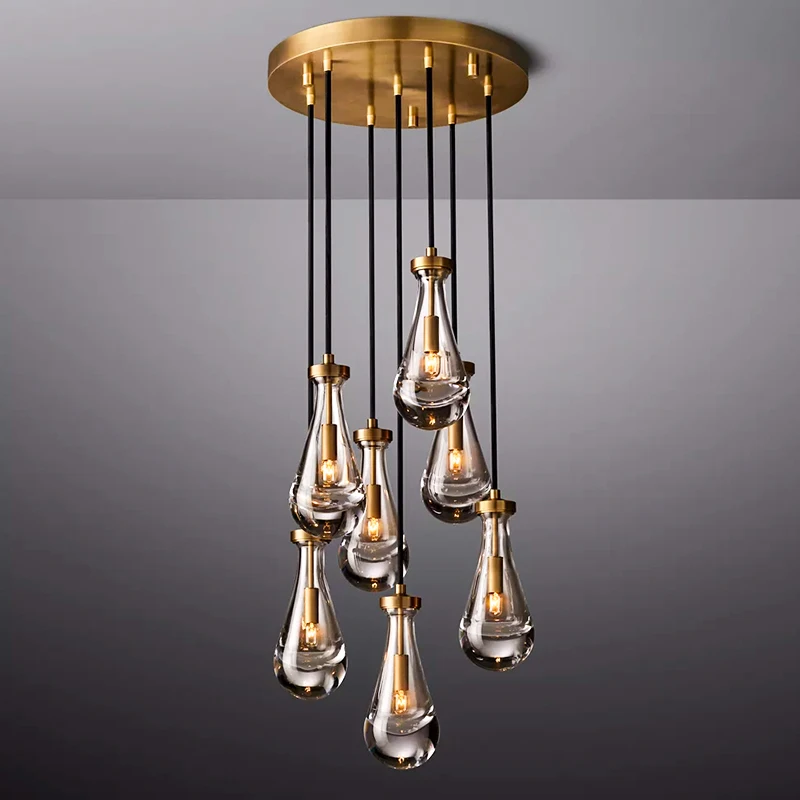 Bắc Âu Kính Mặt Dây Chuyền Ánh Sáng Đồng Hình Giọt Nước Vàng/Đen Ánh Sán - DC-05