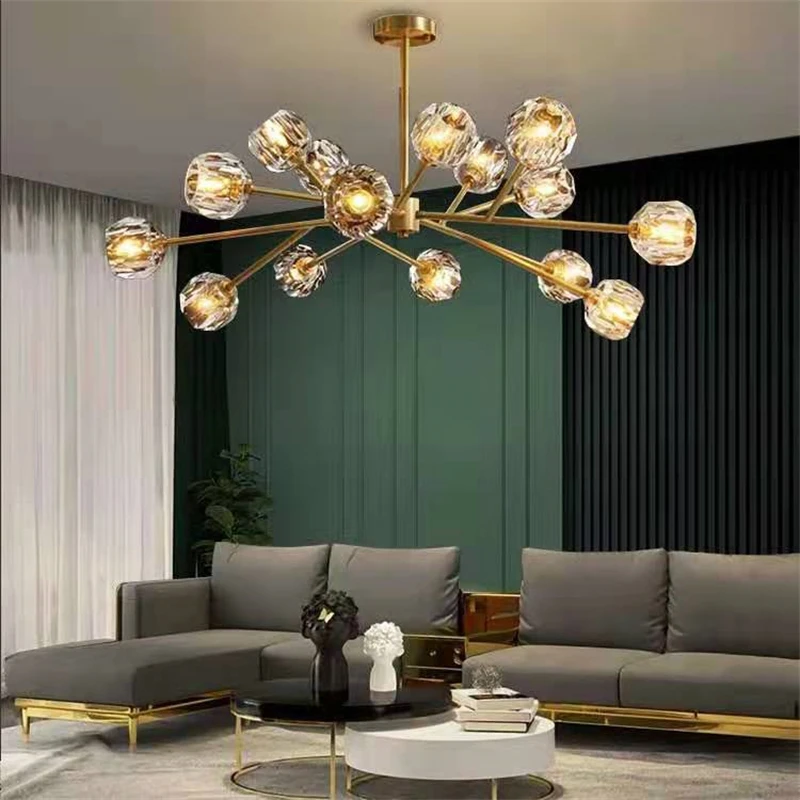 Bắc Âu LED Đèn Chùm Pha Lê Chiếu Sáng Mỹ Vintage Phòng Ngủ Phòng Khách - DC-784
