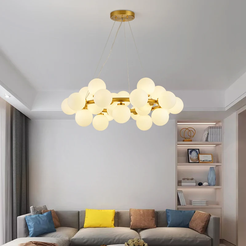 Bắc Âu Đèn Chùm Tròn Thủy Tinh Bóng LED Mặt Dây Chuyền Ánh Sáng Cho Nhà - DC-85