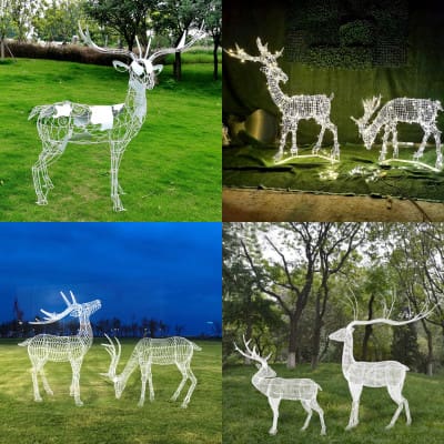 Ngoài trời thép không gỉ rỗng sika hươu điêu khắc ngoài trời bền đẹp, thân th DTTNT_133