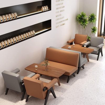 Bàn ghế cafe lưới đỏ phong cách đơn giản quán trà sữa sofa - BGCF-1549