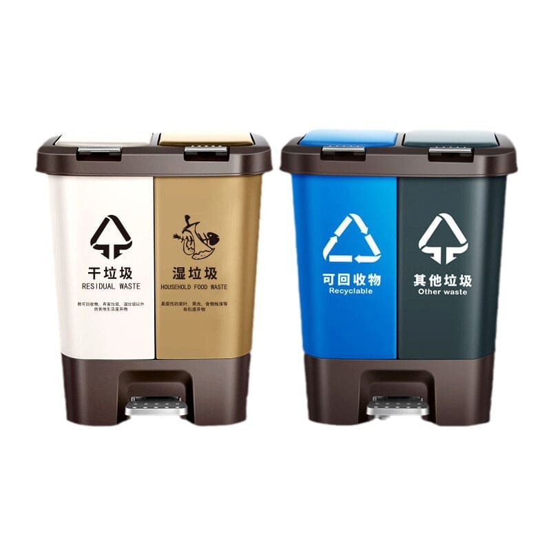 Thùng rác phân loại ngoài trời thùng đôi vận hành ngoài trời bền đẹp, thân th TGNT_1284