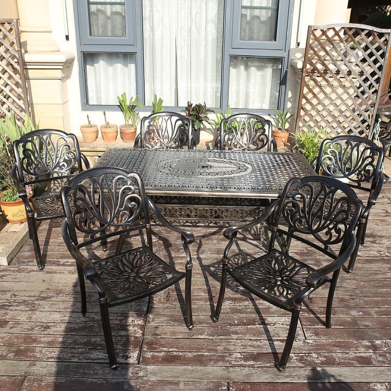 Bộ bàn ghế ngoài trời nhôm đúc sân biệt thự ngoài trời bền đẹp, thân thiện mô BGSV_1429