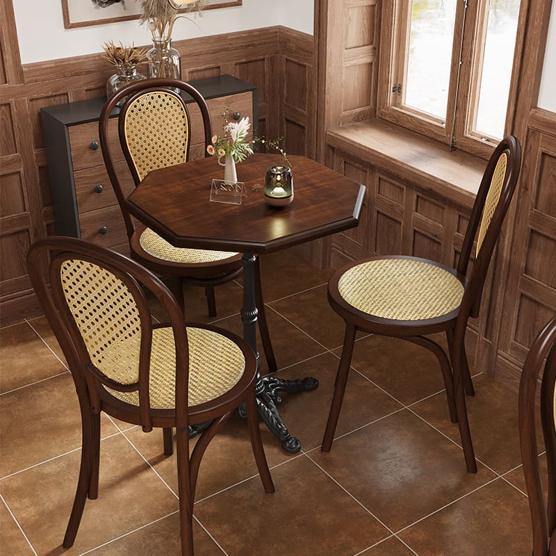 Bàn ghế cafe gỗ đặc chủ đề cổ điển Mỹ ghế nhà hàng phương - BGCF-513