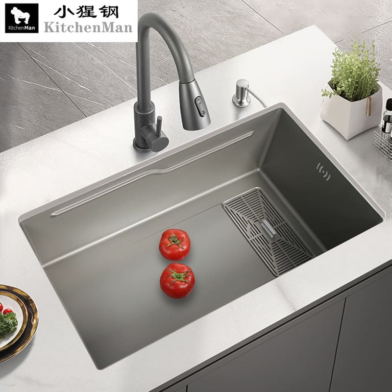 4.0 dày handmade nano màu xám 304 bồn rửa nhà cao cấp, tiện lợi cho nhà hàng  CR-113