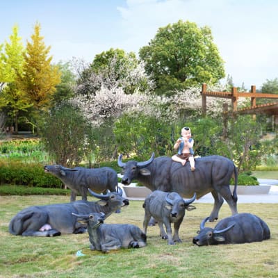Mô phỏng ngoài trời trâu động vật lớn sợi thủy ngoài trời bền đẹp, thân thiện DTTNT_15