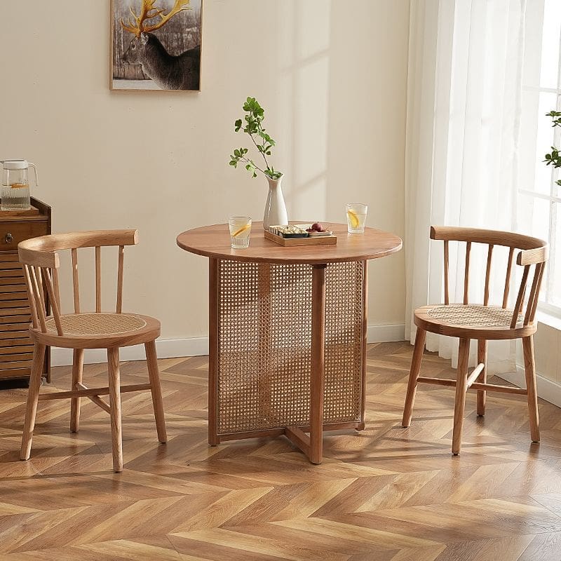 Bàn ghế Phong cách Nhật Bản gỗ rắn Bàn tròn nhà hàng phòng - BGCF-433