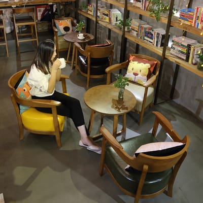 Bàn ghế Quán cà phê giải trí Bàn ghế quán trà sữa cửa hàng - BGCF-379