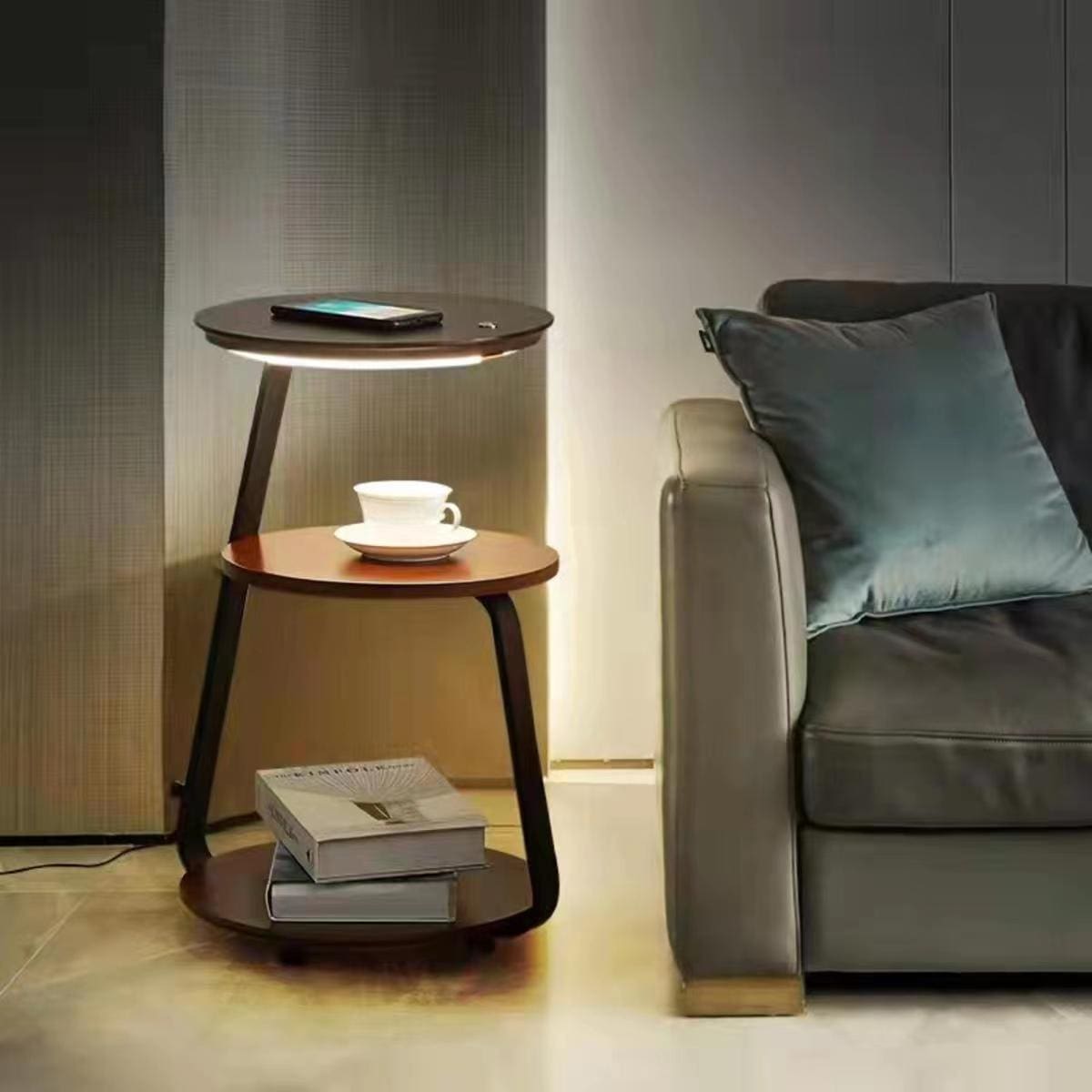 Sạc không dây ghế sofa phòng khách thiết kế bàn cà phê đơn giản đèn sà - DDB-630