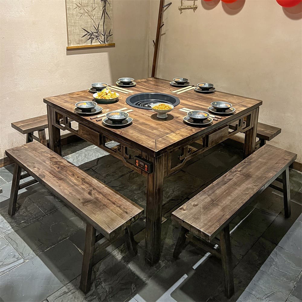 Bàn ăn thương mại bàn ghế lẩu dali thịt nướng cao cấp, tiện lợi cho nhà hàng  BN-453