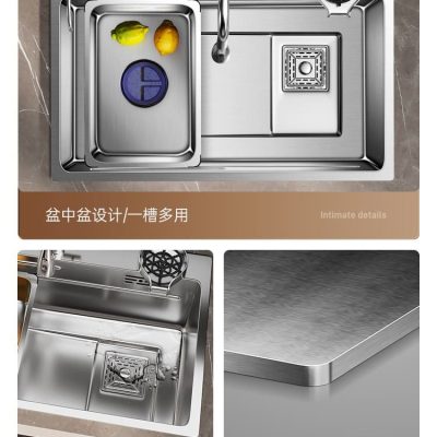 Btv4 nano bồn rửa chén inox lớn 1 khe đựng cao cấp, tiện lợi cho nhà hàng CR-106