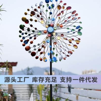 Đèn năng lượng mặt trời sân vườn sắt xoay cối ngoài trời bền đẹp, thân thiện nan