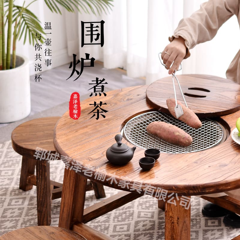 Bàn lẩu mùa đông trung quốc, bàn bếp gỗ cây cao cấp, tiện lợi cho nhà hàng BN BN-129