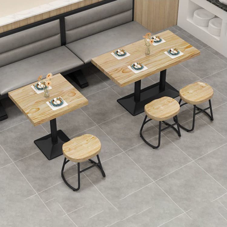 Bàn ghế ăn thương mại hiện đại gỗ đặc rèn sắt quán cà phê - BGCF-1156