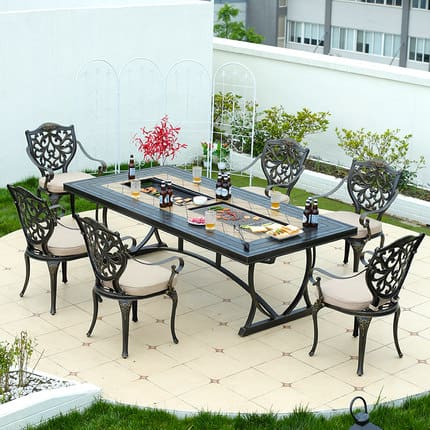 Bàn ghế nhôm đúc phong cách châu âu bàn ghế ngoài trời bền đẹp, thân thiện mô BGSV_1231