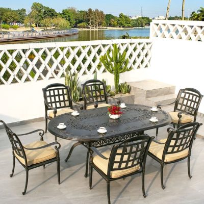 Bàn ghế ngoài trời sân vườn không thấm nước ban ngoài trời bền đẹp, thân thiệ BGSV_1082