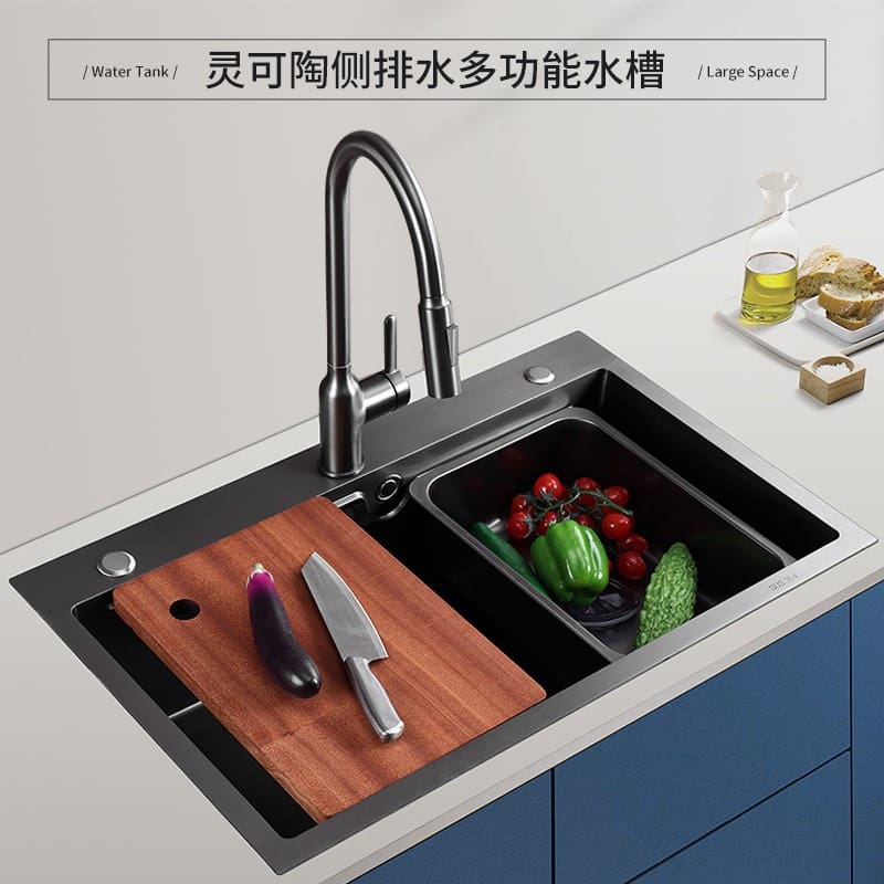 Chậu rửa nano inox thủ công chậu rửa đơn lớn cao cấp, tiện lợi cho nhà hàng C CR-49