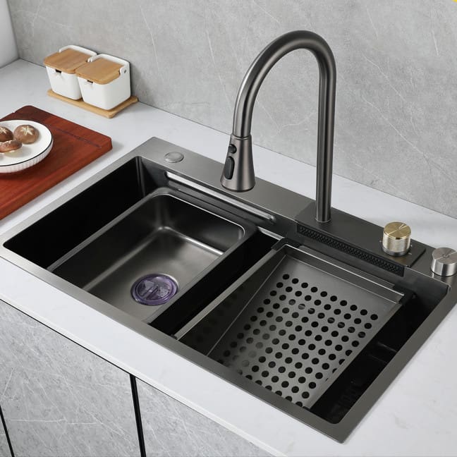 Nhà bếp raindance bồn rửa lớn đơn khe thác vòi cao cấp, tiện lợi cho nhà hàng CR-416