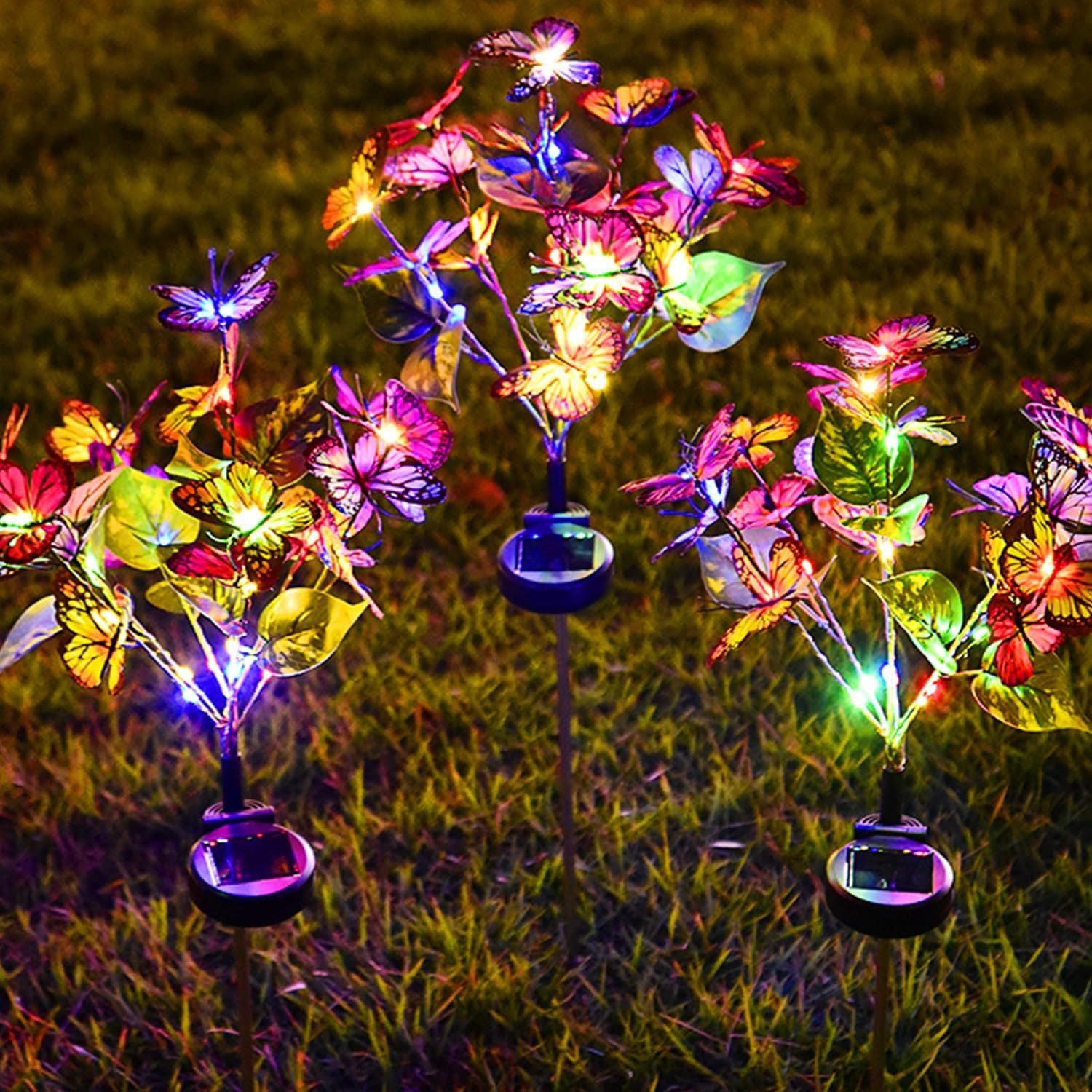Bướm năng lượng mặt trời đèn LED mô phỏng màu lụa ngoài trời sân tran - DNT-1354