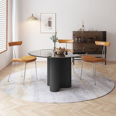 Bàn ghế Trang chủ Bắc Âu Bàn ăn mặt kính tròn và ghế sang - BGCF-252
