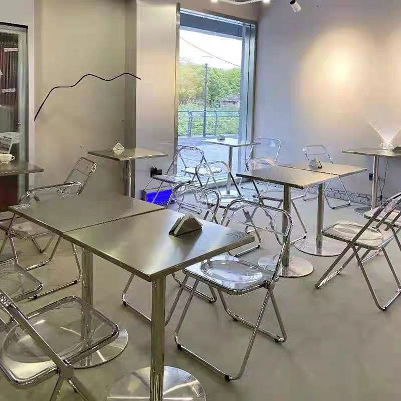 Bàn inox phong cách công nghiệp Bàn ăn cafe Bàn ghế ngoài - BGCF-563