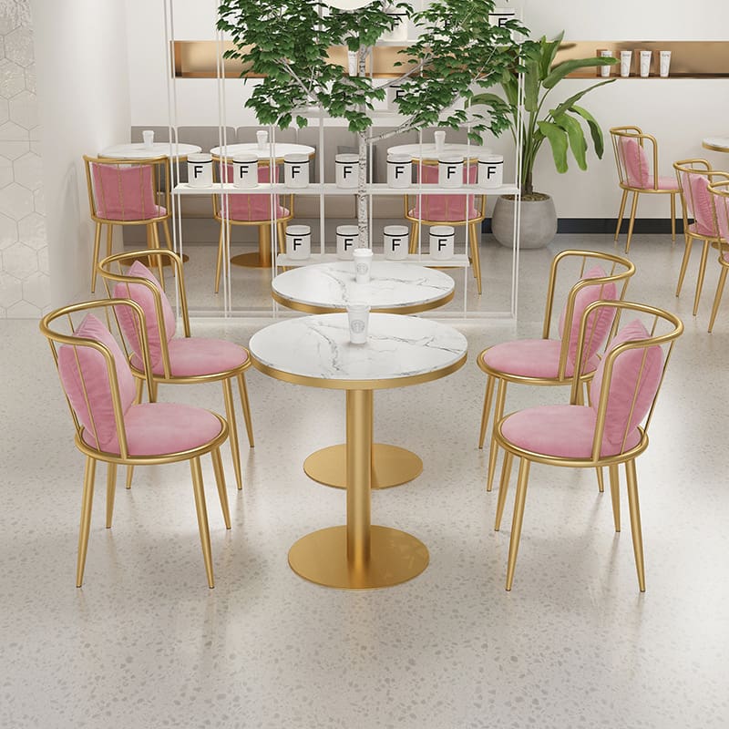 Bàn ghế ins quán trà sữa Bàn ghế nhà hàng tấm đá Bàn tròn - BGCF-1179