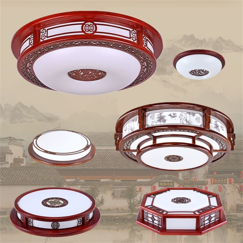Mới kiểu Trung Quốc nguyên khối gỗ trần phòng khách đèn gỗ - DTN-706