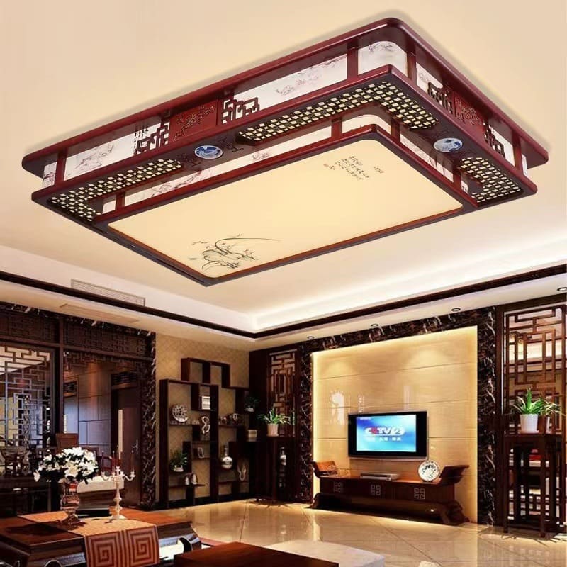 Đèn phòng khách bằng gỗ nguyên khối kiểu Trung Quốc Đèn - DTN-959