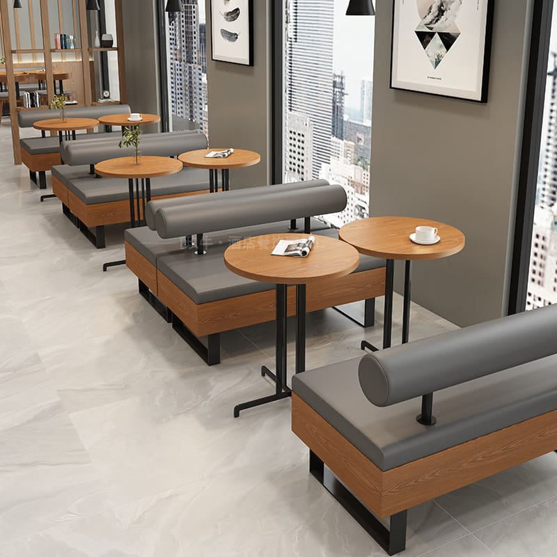 Bàn ghế Quán cà phê cổ điển dựa vào tường ghế sofa gỗ cứng - BGCF-1305