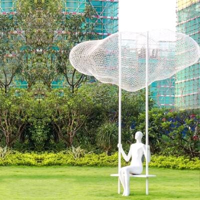 Ngoài trời thép không gỉ rỗng đám mây điêu khắc ngoài trời bền đẹp, thân thiệ DTTNT_71