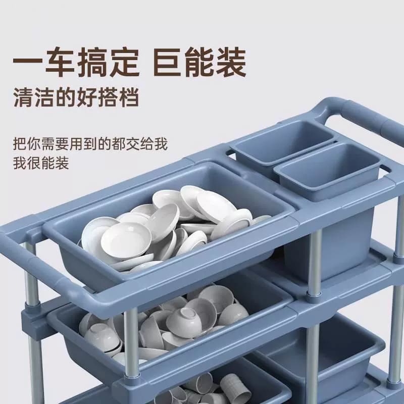 Xe đẩy thu gom thực phẩm ba lớp bằng nhựa chất lượng cho khách sạn DKS-674