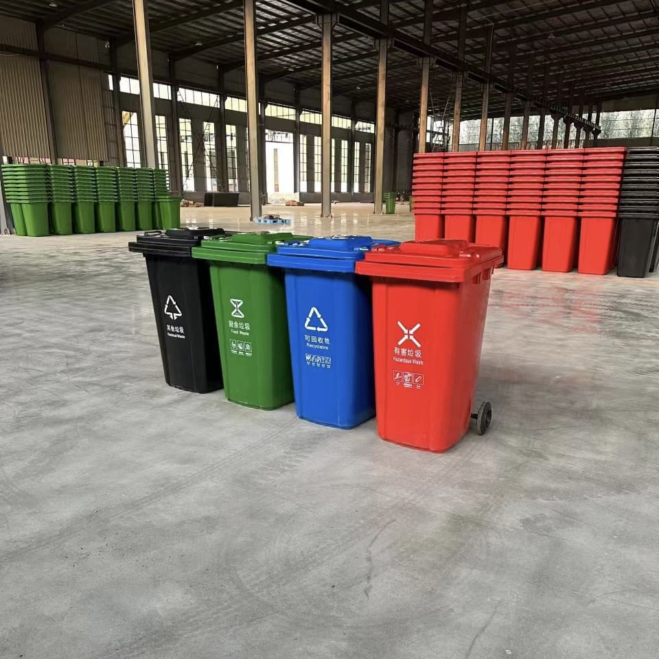 Nhà sản xuất bán buôn thùng rác nhựa 240l thùng ngoài trời bền đẹp, thân thiệ TGNT_1338