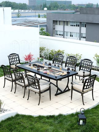 Bàn ghế nhôm đúc, kèm bếp nướng cao cấp ngoài trời bền đẹp, thân thiện môi tr BGSV_1246