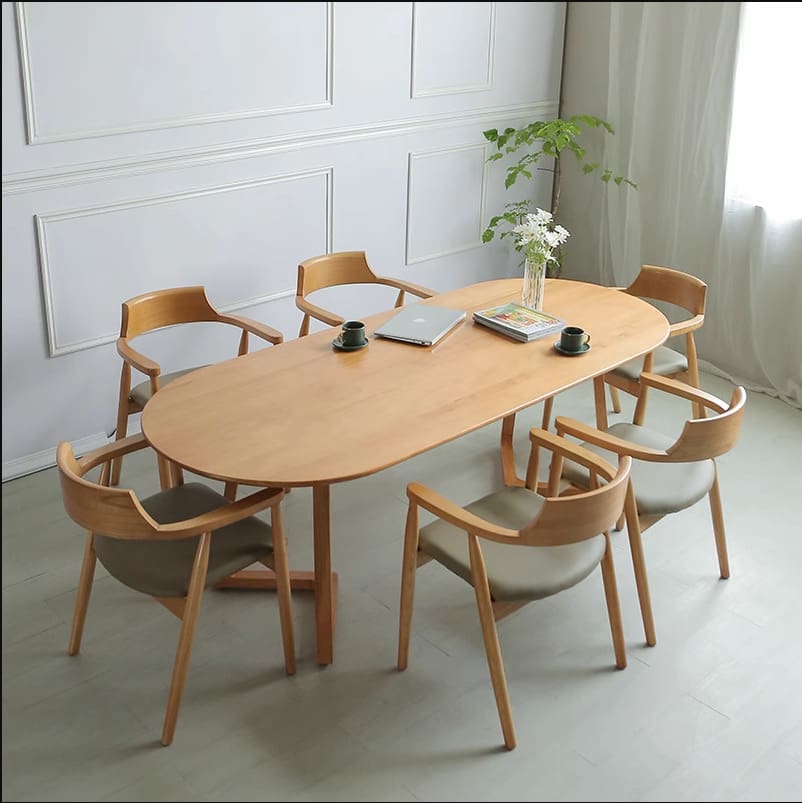 Bàn ghế Bắc Âu Bàn ăn gỗ đặc hình bầu dục phòng nhỏ log Bàn - BGCF-784