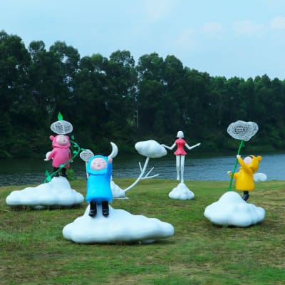 Frp trừu tượng đồ trang trí tượng điêu khắc đám ngoài trời bền đẹp, thân thiệ DTTNT_27