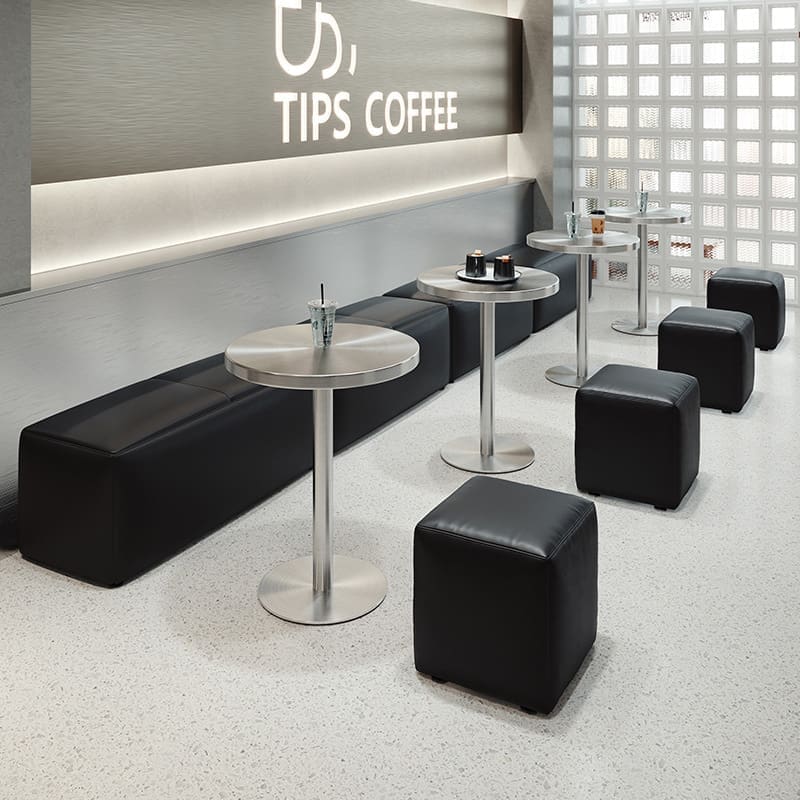 Bàn ghế uống trà sữa cửa hàng ghế sofa dựa vào tường quán - BGCF-1440