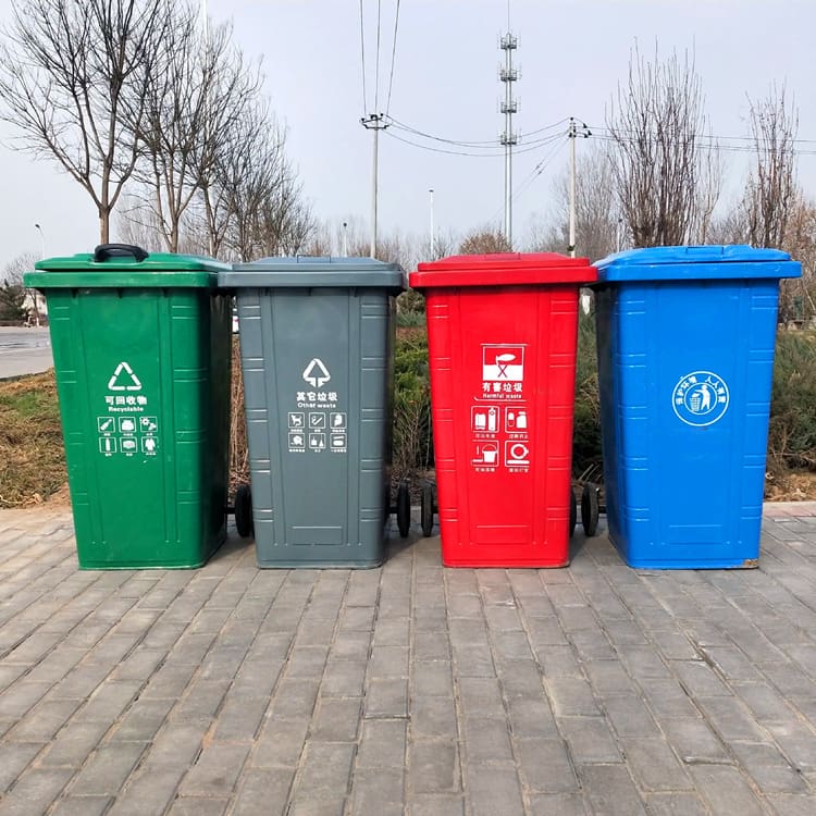 Thùng rác sắt 240 lít bán buôn thùng rác mạ ngoài trời bền đẹp, thân thiện mô TGNT_1062