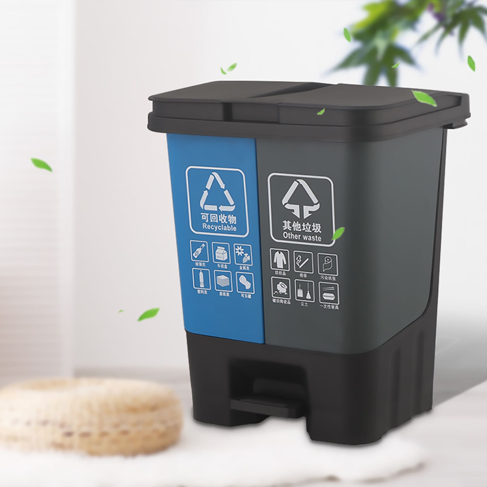 16l20l40l thùng đôi phân loại khô và ướt cộng đồng ngoài trời bền đẹp, thân t TGNT_1263