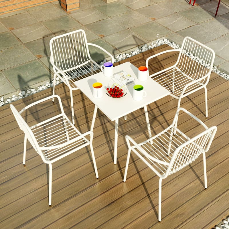 Bàn ghế quán trà sữa bàn ghế ngoài trời thép ngoài trời bền đẹp, thân thiện m BGSV_1640
