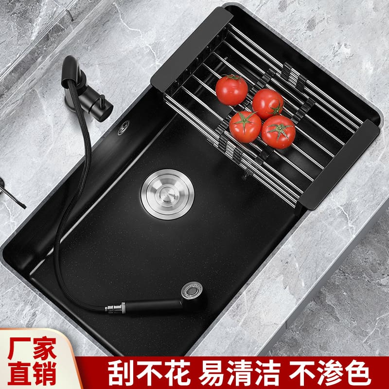 Chậu rửa bằng đá thạch anh frieda một khe bếp cao cấp, tiện lợi cho nhà hàng  CR-223
