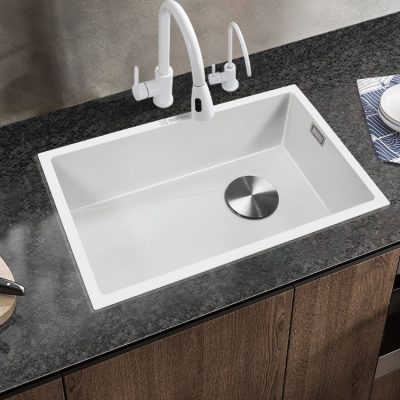 Chậu rửa bát nano trắng thủ công lớn một khe cao cấp, tiện lợi cho nhà hàng C CR-62