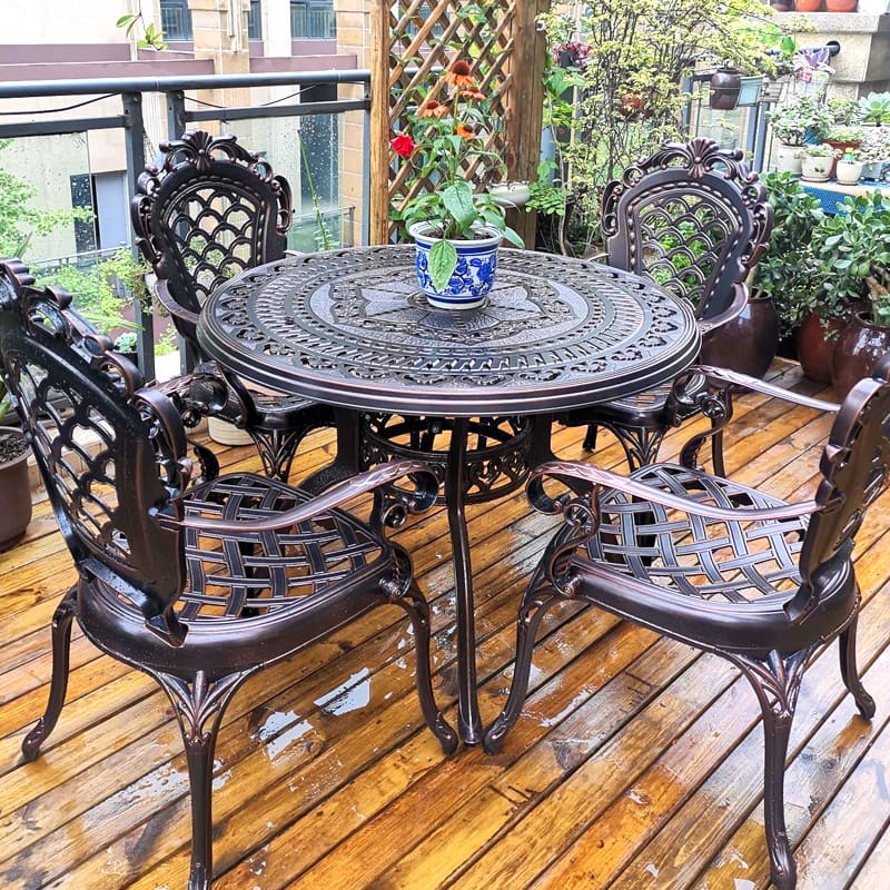 Bàn ghế nhôm đúc ngoài trời phong cách châu âu ngoài trời bền đẹp, thân thiện BGSV_1199