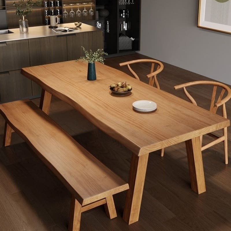 Bàn ăn phong cách châu Âu khúc gỗ hình chữ nhật ghế ăn gỗ - BGCF-549