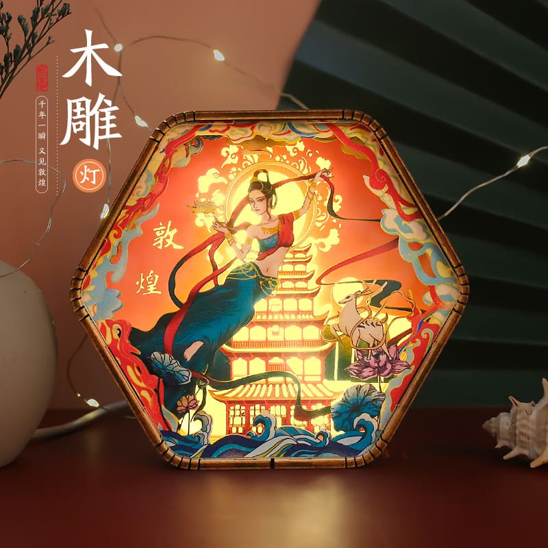 Đôn Hoàng đèn khắc gỗ món quà sáng tạo retro văn hóa món quà sáng tạo - DDB-1052