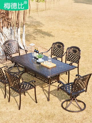 Bàn ghế nhôm đúc ngoài trời mederby biệt thự bàn ngoài trời bền đẹp, thân thi BGSV_1184