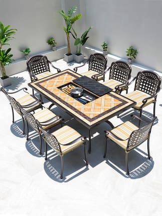 Bếp nướng ngoài trời bàn ghế nhôm đúc ngoài trời ngoài trời bền đẹp, thân thi BGSV_1394